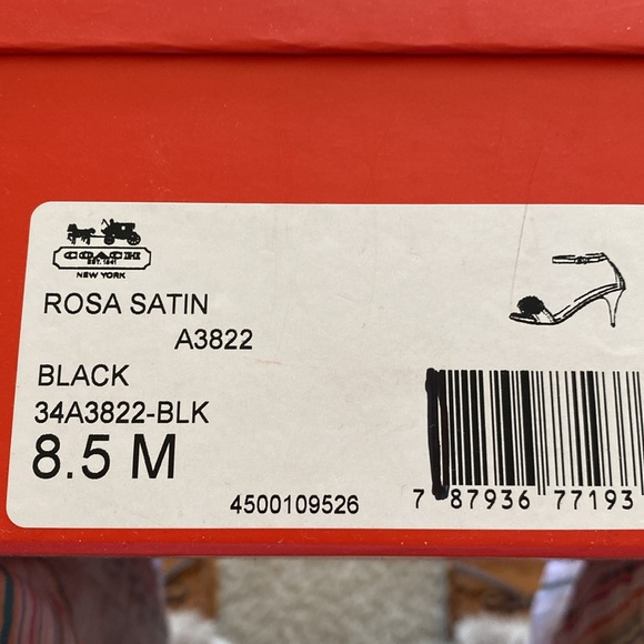 Coach High heels never been worn. Black satin w/beads 8.5 approx 3 1/2 in heel - Picture 4 of 4